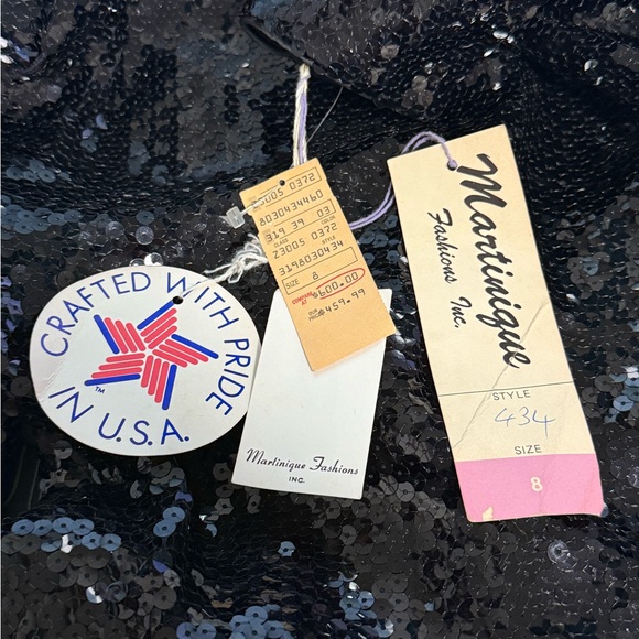 Vintage 80’s Prom Dress Martinique Sequin Tiered Ruffles Party Gown Goth Glam Si - Picture 3 of 5